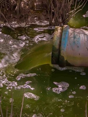 Contaminated water comes out of the water.