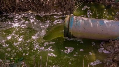 Contaminated water comes out of the water.