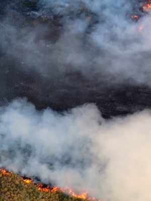 Wildfire in the distance from the sky.