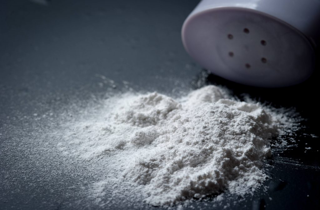 Baby powder in use.