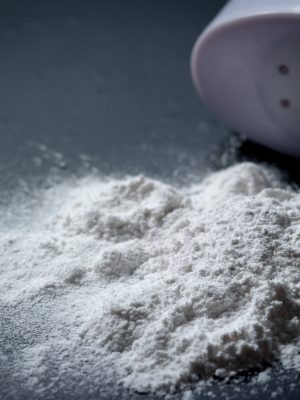 Baby powder in use.
