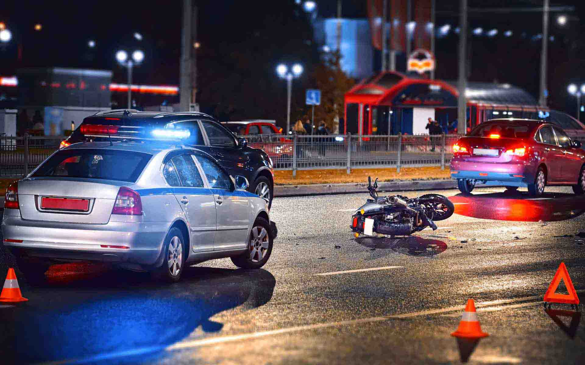 Motorcycle accident scene.